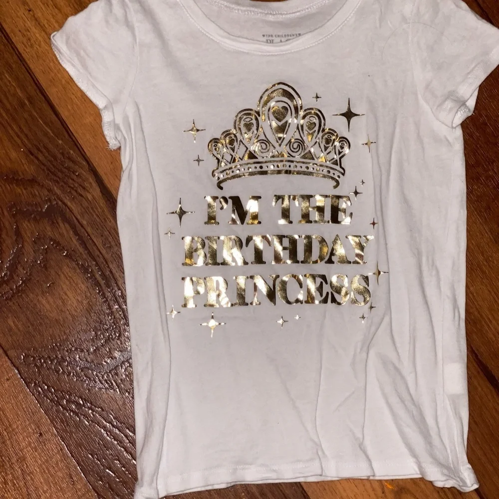 The Children’s place Kids Party White Birthday Girl shirt‎ size 5T